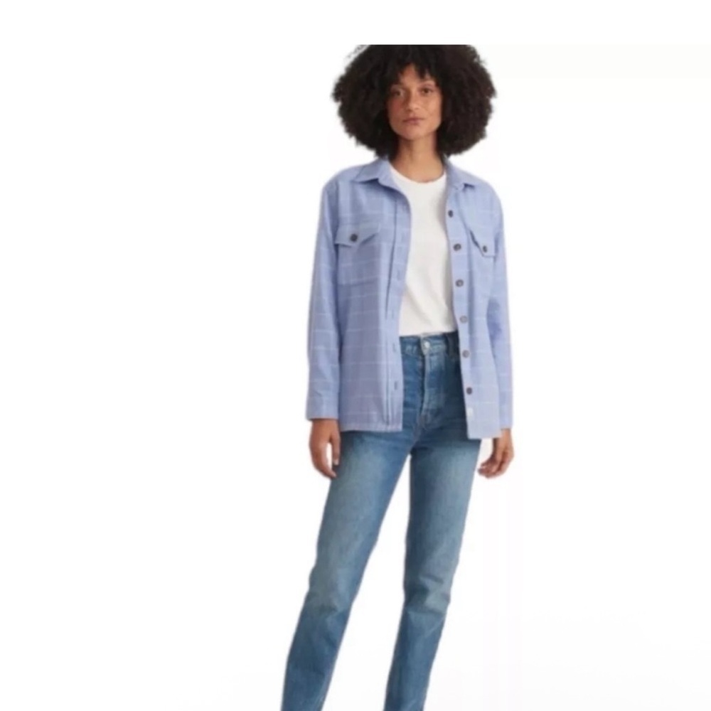 Marine Layer Women’s Rylee Shirt Jacket Periwinkle Windowpane Medium